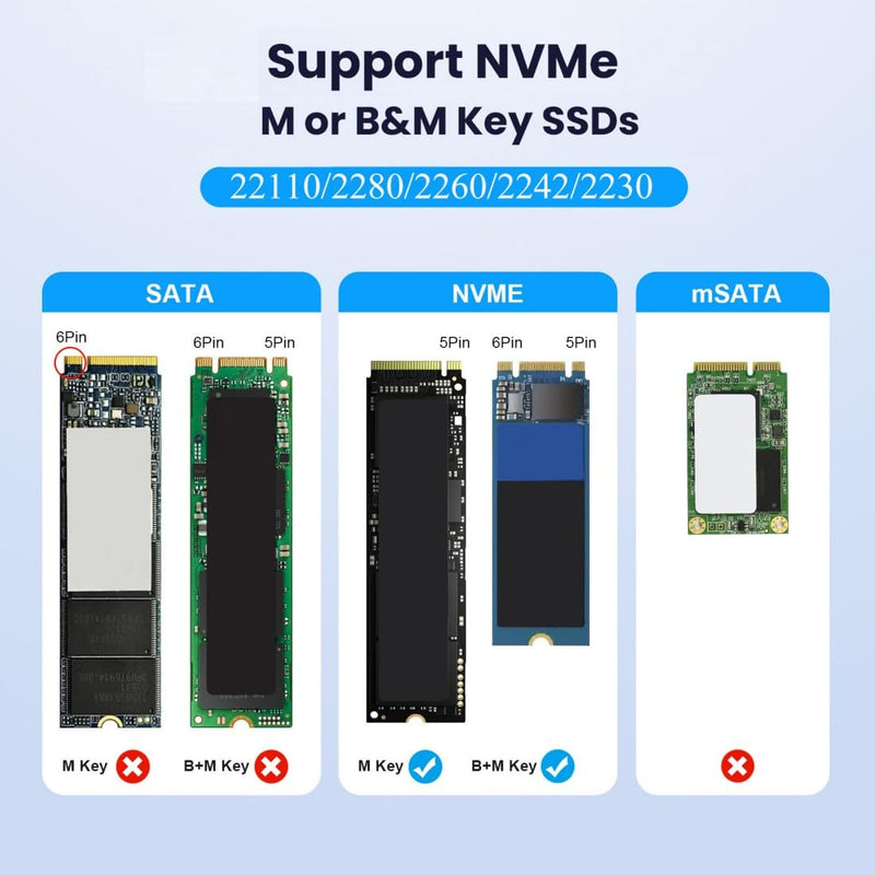 chenyang USB 3.2 Gen 2X2 20Gbps Dual Bay M.2 NVME SSD Cloner Dock Enclosure Adapter for Clone and Read Support One Cllick Offline Clone Adapter + Cable