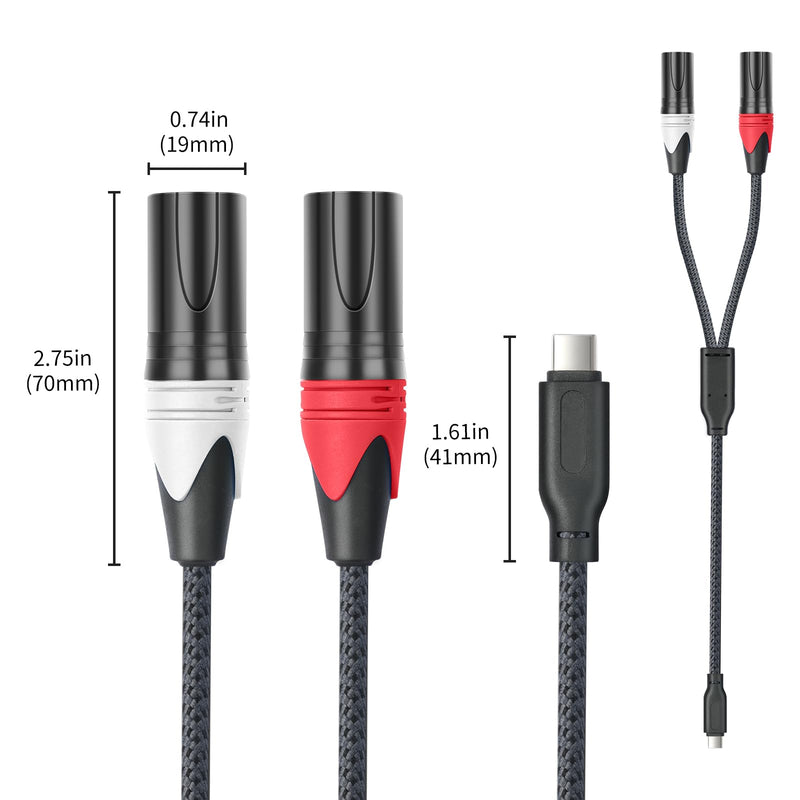USB C to Dual XLR Male Audio Cable,Upgrade USB C to 2 XLR Male 32Bit/384Khz Stereo Audio Cable,Mobile Phone USB c Connection Active Speaker, Power Amplifier Audio Cable10FT 3M/10FT Upgraded style
