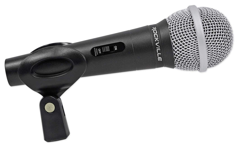 [AUSTRALIA] - Rockville RMC-XLR Wired Dynamic Microphone, Full Metal Body, M-56 Cartridge, (2) 10 Ft OFC Cables, Mic Clip & Case, for DJs, Karaoke, and Live Performances 