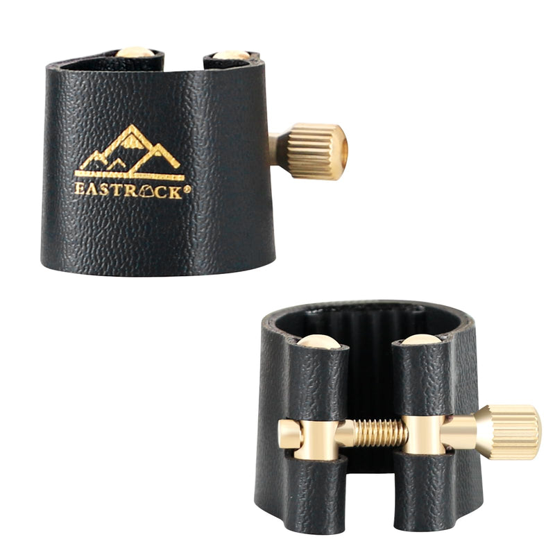 [AUSTRALIA] - EASTROCK Alto Saxophone Ligature Kit, Leather Ligature Fastener for Saxophone Mouthpiece with Plastic Cap, Musical Instruments Accessory for Beginner and Intermediate black 