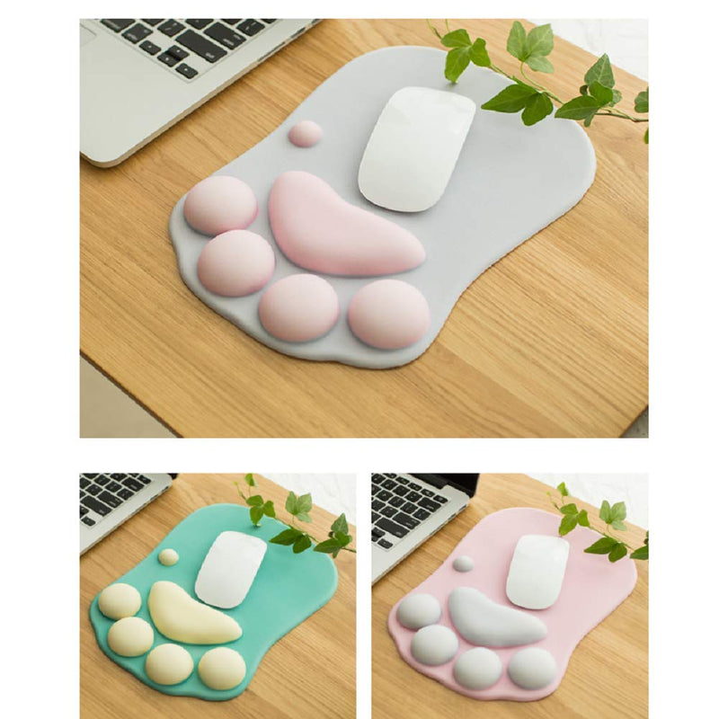 WESAPPINC Cat Paw Mouse Pad with Wrist Support Cushion Soft Silicone Wrist Rests Ergonomic Cute Mousepad Design for Office Computer Mac Gaming Desk Decor (10.7x7.8x0.9'') (Pink) Pink