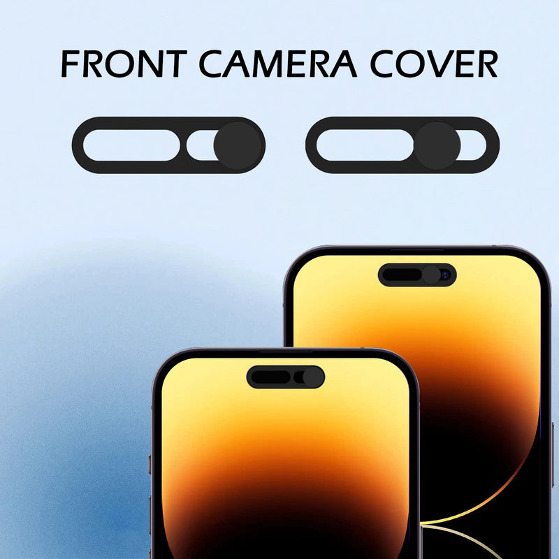 Front Camera Cover,Webcam Cover Compatible for Phone 14Pro/14 Pro Max/15/15Plus/15Pro/15Pro Max,Protect Privacy and Security,Not Affect Face ID, 2 Pack-Black Black