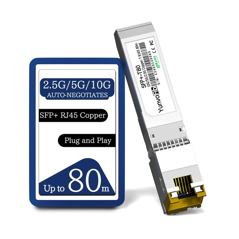 10GBASE-T SFP+ Copper 80m RJ45 Transceiver - 2.5G/5G/10G SFP+ to RJ45 Module, MSA Compliant Copper SFP+ Transceiver for Cisco D-Link Mikrotik Netgear Ubiquiti and More 10GBase-T-10G-80M