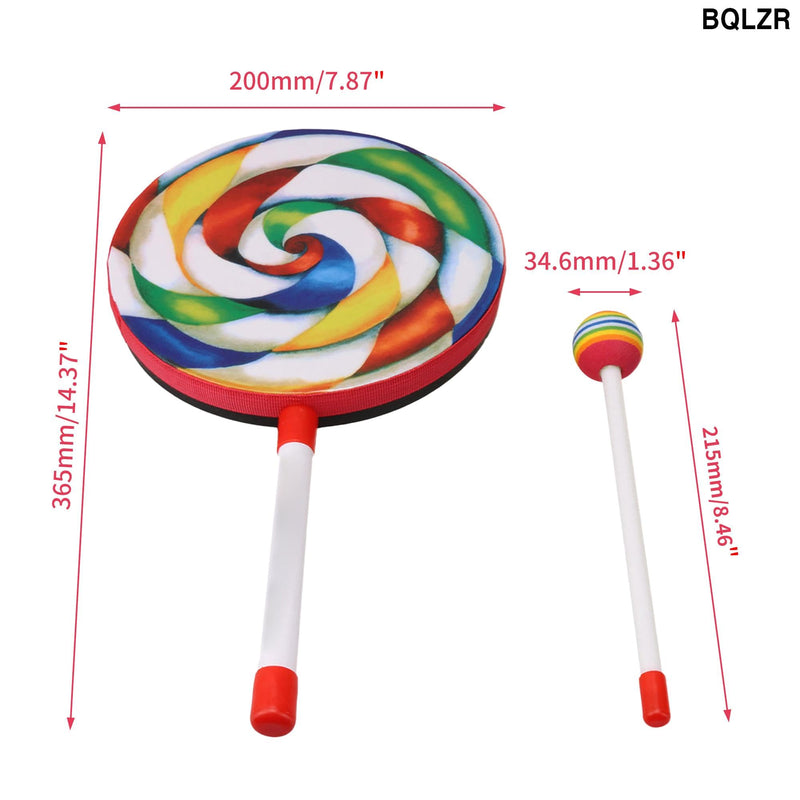 [AUSTRALIA] - BQLZR Round Percussion Hand Drums 7.87 Inch Dia Colorful w/Mallet for Gift Pack of 3 