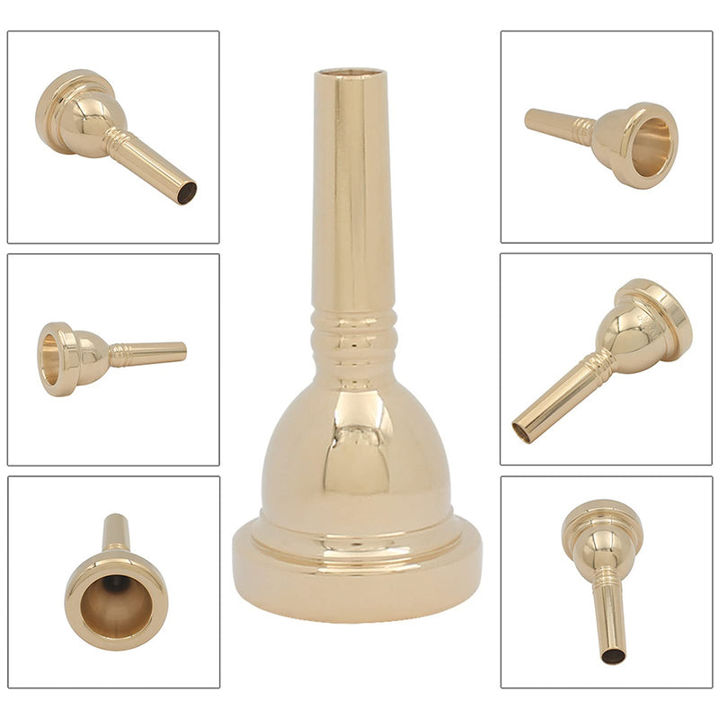 Trombone Mouthpiece Silver Plated Mouthpiece Tenor Large Shank Mouth Piece 12.7mm Trombone Accessory Replacement(Gold) Gold