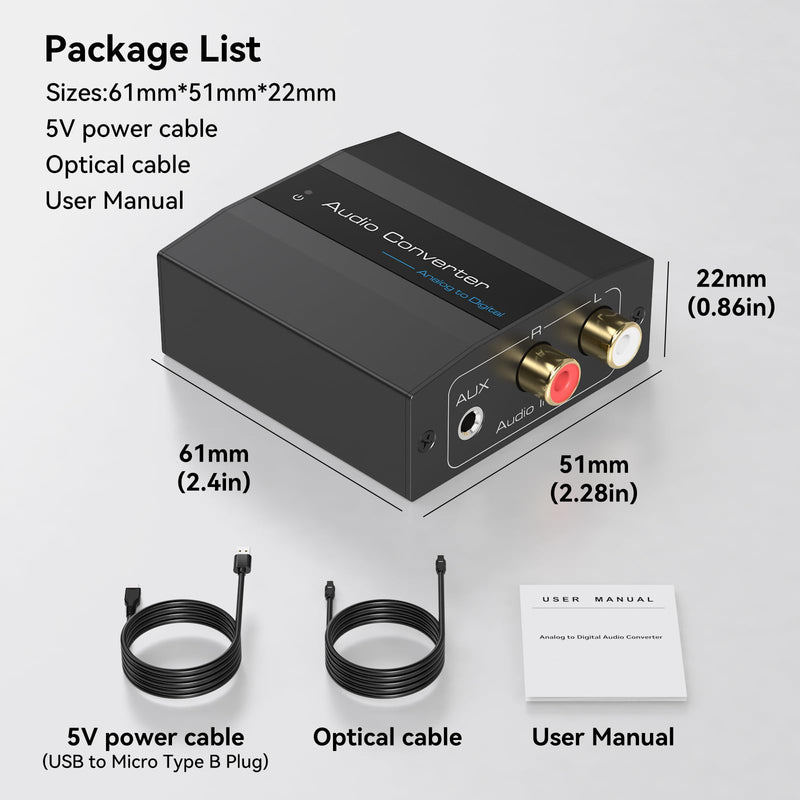 [AUSTRALIA] - Analog to Digital Audio Converter RCA to Optical Converter RCA/3.5MM to Toslink and Coaxial Adapter for PS5 PS4 DVD Soundbar 