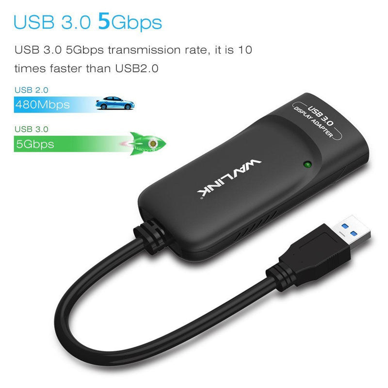 Wavlink USB 3.0 to HDMI Universal Video Graphics Adapter with Audio Port Displaylink Chip Supports up to 6 Monitor displays, 2048x1152 External Video Card Adapter Support Windows & Chrome OS USB to HDMI