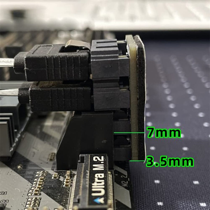 NFHK Dual SATA 7Pin Female to 7Pin Male 360 Degree Angled Adapter Low Profile for Desktops SSD HDD Mainboard Motherboard Dual SATA 360 Angled