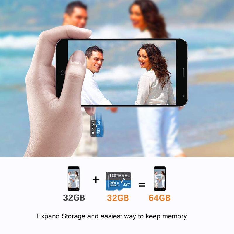TOPESEL 32GB Micro SD Card 2 Pack Memory Cards Micro SDHC UHS-I TF Card Class 10 for Camera/Drone/Dash Cam(2 Pack U1 32GB) 2pack