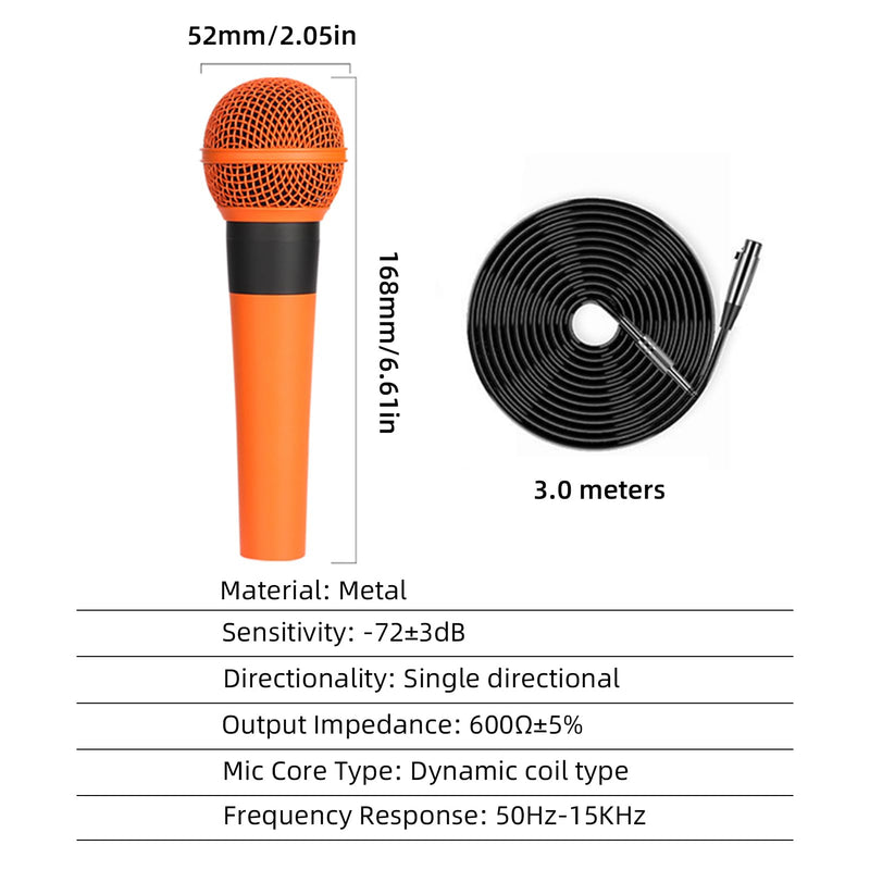 [AUSTRALIA] - Microphone For Singing, Metal Karaoke Microphone, Dynamic Microphone, Handheld Wired Microphone, Connect With Any 6.5mm Or 3.5mm Microphone Interface Audio Equipment (Orange) Orange 