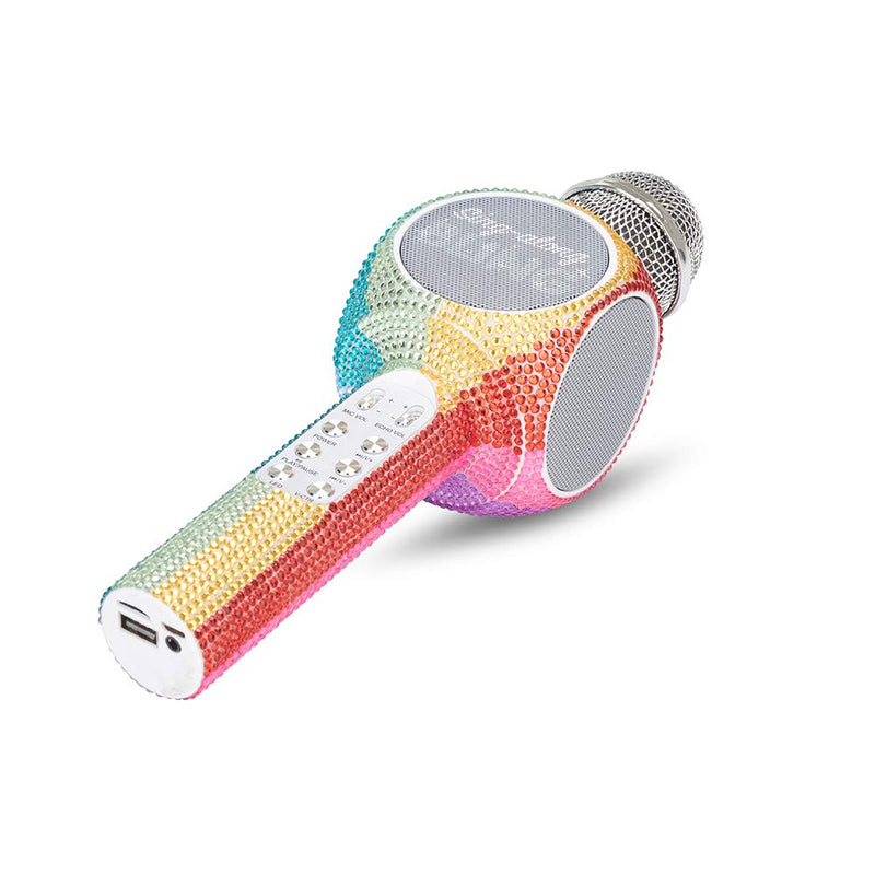 [AUSTRALIA] - Wireless Express - Sing-Along Bling Bluetooth Karaoke Microphone and Bluetooth Stereo Speaker All-in-One (Rainbow Bling) Rainbow Bling 