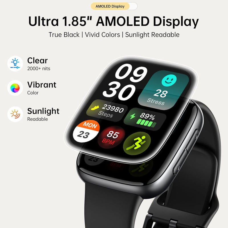 Quican Smart Watch for Women Men (2 Bands) with Extra Black Nylon Watch Band Replacement