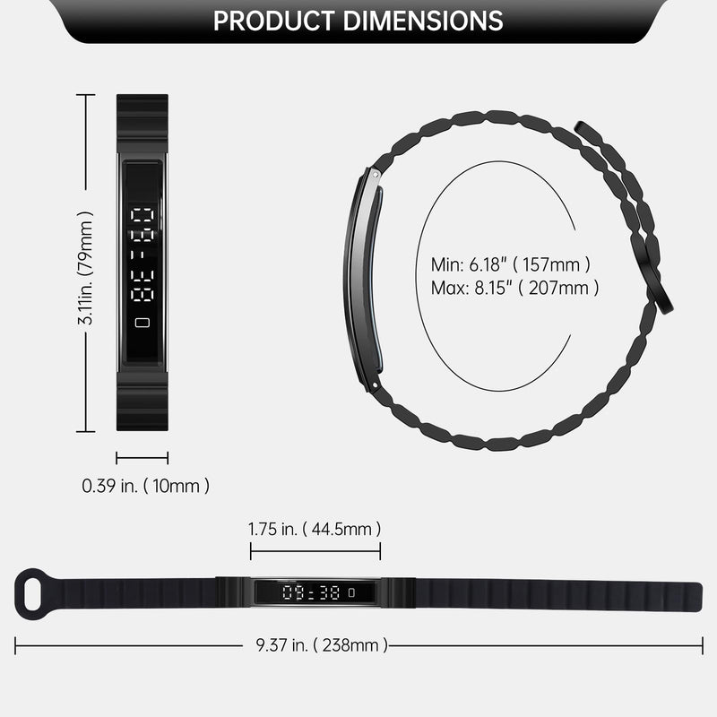 Smart Bracelet for Women Men Fitness Health Tracker with Heart Rate Sleep | 2 Bands 5ATM Waterproof Smartband with Multi-Sport Modes, Step Pedometer Black Steel + Black Magnetic