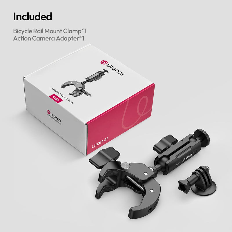 [AUSTRALIA] - ULANZI R105 Super Clamp Camera Mount with 360° Dual Ballhead Magic Arm, Sturdy Y-Shaped 3-Claw Camera Clamp Mount for GoPro Hero 13/12/11/10/9, Insta360 X5/X4, DJI Osmo Pocket 3/2 Action 5 Pro/4 