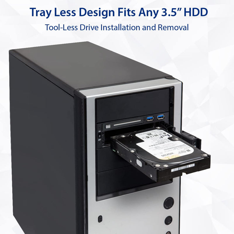 Syba SY-MRA55006 5.25" Bay Tray Less Mobile Rack for 3.5" and 2.5" Sata III HDD with Extra 2 Port USB 3.0, Black/White