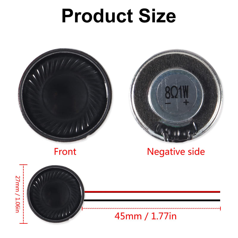 10Pcs 1W 8 Ohm Metal Shell Mini Loudspeaker Round Internal Magnet Speaker MP3 MP4 Player Speaker 1W 8 Ohm with terminal