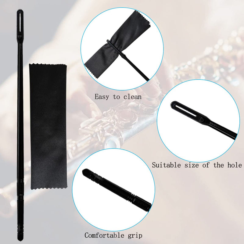 2 Sets Flute Cleaning Rod and Cloth, Flute Cleaning Kit, Flute Cleaning Rod and Flute Cleaning Cloth, Cleaning Swabs Flute Cleaning Cloth, Flute Cleaning Rod, Flute Cleaning Cloth (Black) 2 Sets Flute Cleaning Rod and Cloth