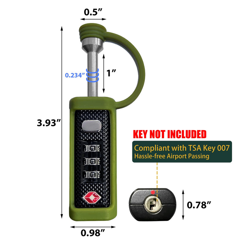 LAFENLIN TSA Lock for Gun Case, 3-Dial Combo Padlock | TSA-approved Combo Padlock (No key). Cut-resistant Steel Shaft, Weatherproof. Fits Rifles,Pistols, Cameras,Cases & Ammo Boxes Moss-2 Pack