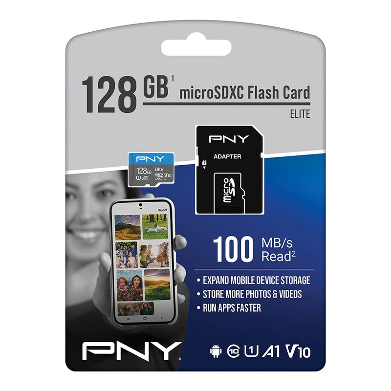 [AUSTRALIA] - PNY 128GB Elite Mobile Accessories Class 10 U1 V10 A1 microSDXC Flash Memory Card - 100MB/s, Class 10, U1, V10, A1, Full HD, UHS-I, Micro SD 