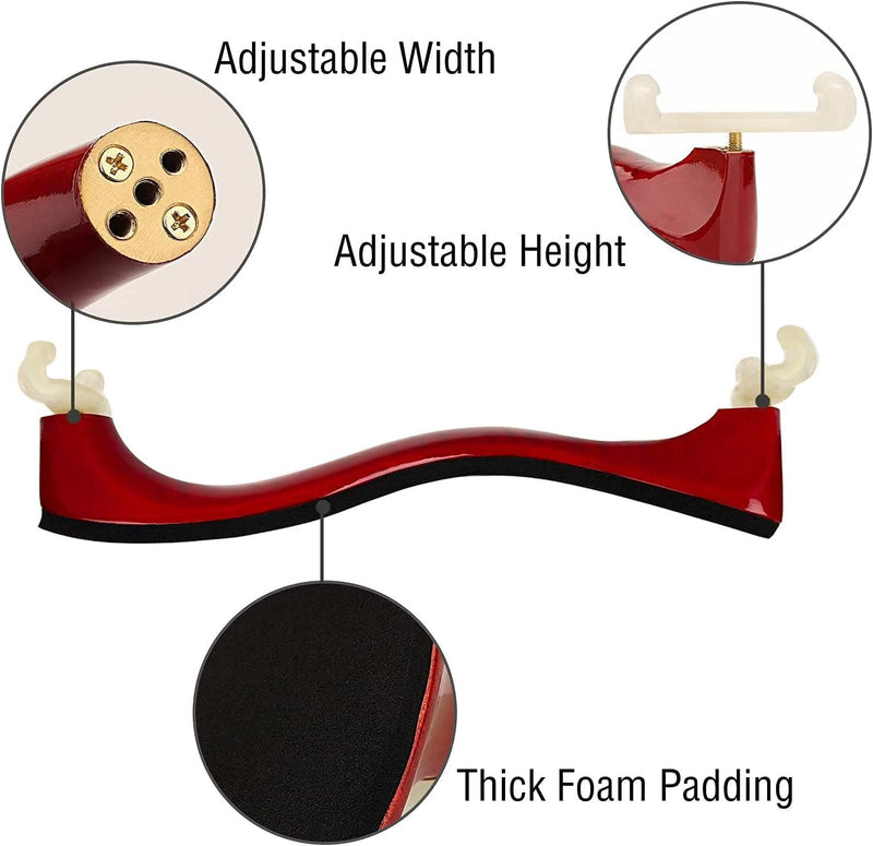 PERLMAN Violin Shoulder Rest for 3/4 Size 4/4 Size, Adjustable Shoulder Rest for Violin, with Height Adjustable Feet Comfortable Foam Pad for Kids Adults