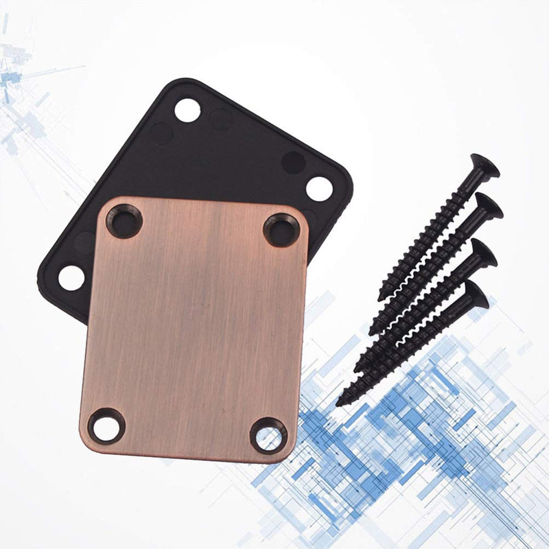 2pcs Electric Guitar Neck Plates with 4pcs Screws for Tele Guitar Jazz Bass Replacement Parts Accessories (Bronze) Bronze