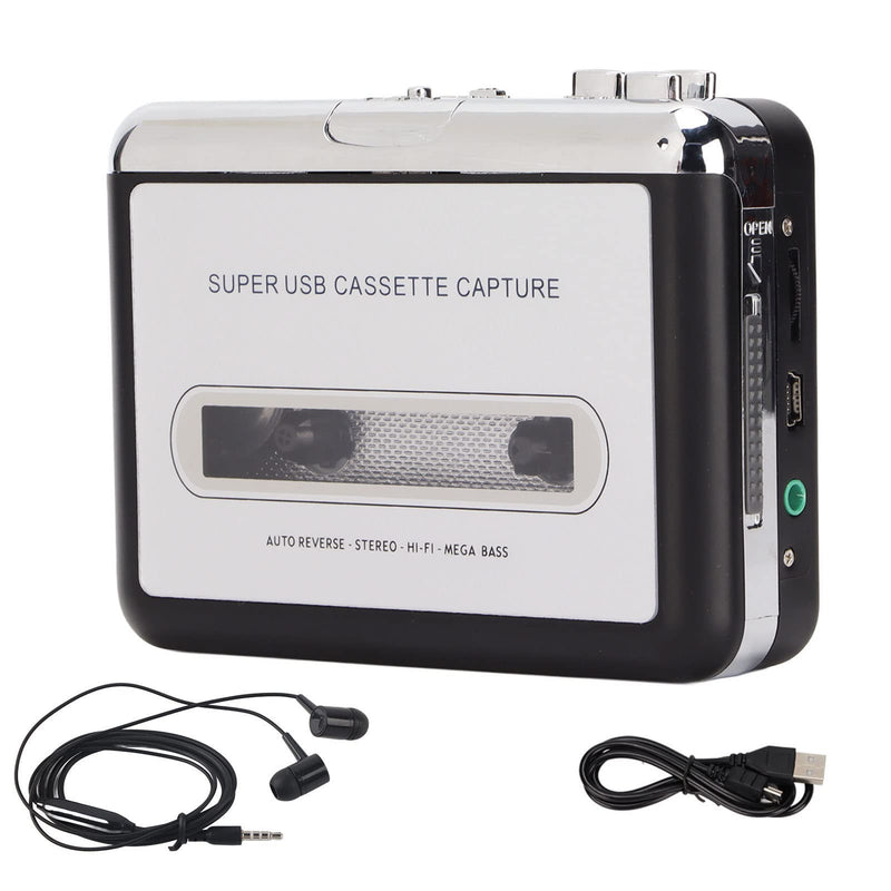ASHATA Cassette to MP3 Converter Player, Portable Cassette Player with Headphones, 3.5mm Audio Jack, Convert Tapes to MP3 Cassette Tape Player for Laptop PC Car EC218