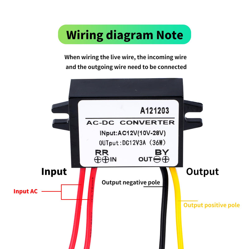 DewinLVD AC DC Step Down Converter, AC 10-28V to DC 12V 3A 36W Buck Power Converter, Input 10-28V AC, Output 12V DC, Waterproof Module of Buck Converter 10-28VAC