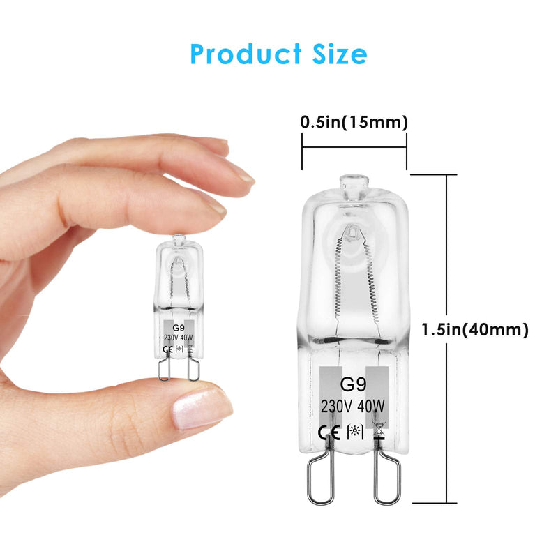 BROTOU Pack of 4 G9 Halogen Bulbs, G9 Halogen Bulbs, 40 W, 230 V, 2800 K, Dimmable Halogen Bulbs for Oven Lamp, Microwave, Cooker, Ceiling Lights 4er-40w