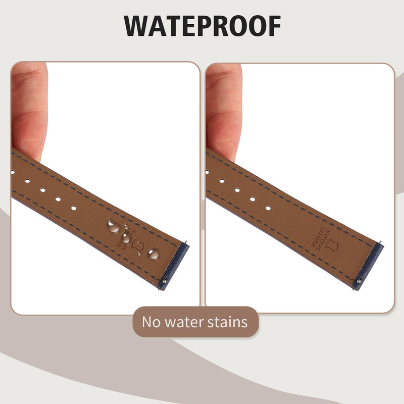 Italy Genuine Leather Watch Bands Men Women Compatible with Samsung Galaxy Watch Band, 20mm 22mm Lugs Watch Straps, Quick Release Wear-resistant Sweat-Resistant Smartwatch Replacement Strap(PACK OF 2)