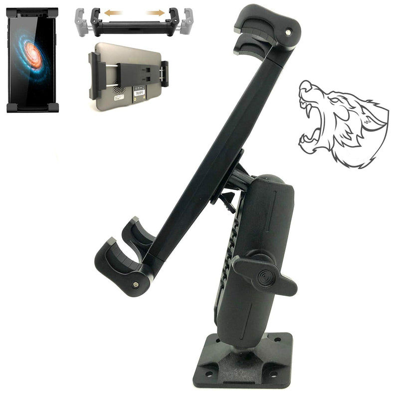 Heavy Duty Tablet GPS Smartphone AMPS Drill Base Dash ELD Mount for Truck Van Commercial Vehicle Semi Fleet Limo (Holder fit all Tablets & Phones iPhone)