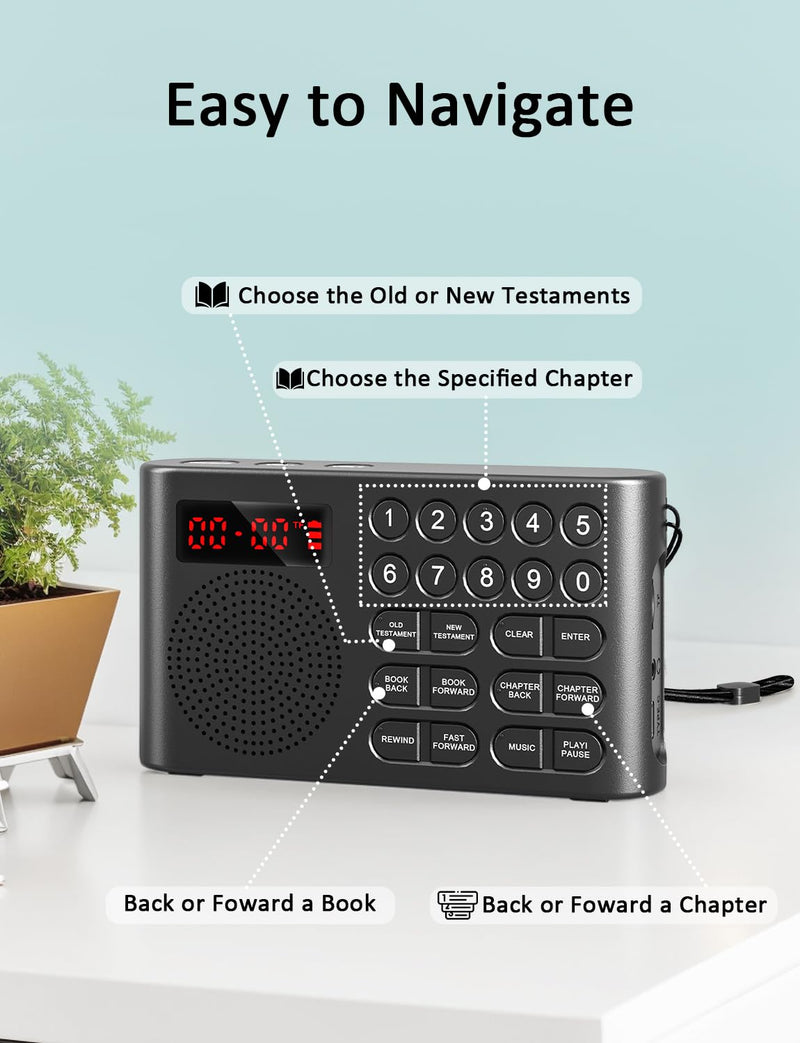 [AUSTRALIA] - iGuerburn KJV Audio Bible Player for Seniors, Electronic Bible Old & New Testament in King James Version, Easy Read Talking Bible with 26H Playtime 