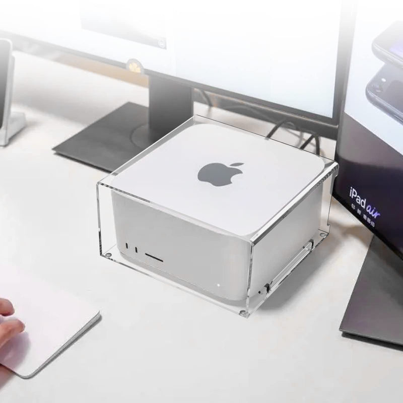 Acrylic Stand for Mac Studio M1-M4, Mac mini M1 M2 2010-2023 | Clear Desktop Holder, Stable Anti-Slip, Heat Dissipation, Space Saving, for 2010-2023 Models