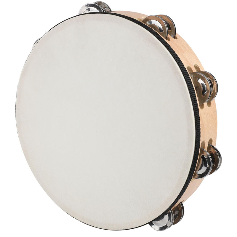 10 Inch Goatskin Tambourine With 8 Pairs of Metal Jingles Hand Held Drum Tambourines for Kids Adults Church Dance Games KTV Party 10 inch