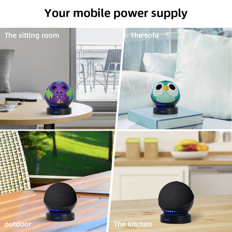 [AUSTRALIA] - Battery Base for Echo dot 5th Generation Portable Echo Dot 4th Generation and Homepod Mini Battery Stand Accessories, not Including speaaker (Black) Black 