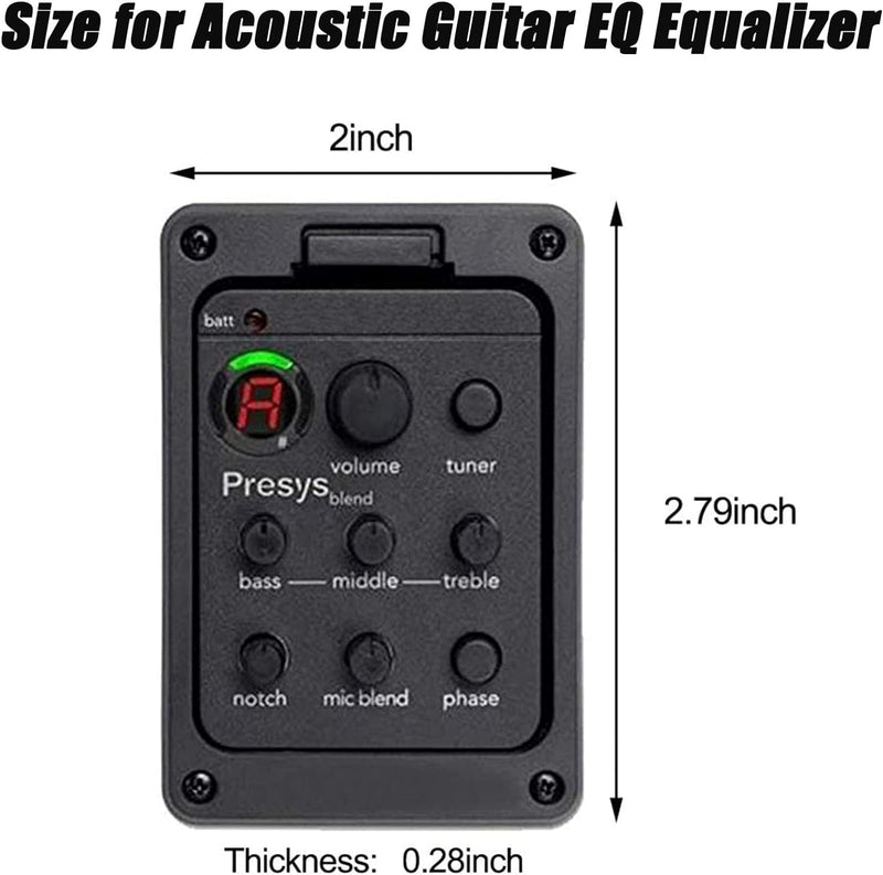 Yuehuam Acoustic Guitar EQ Equalizer Onboard Preamp Pickup Tuner Guitar Tool for Acoustic Guitar Musical Instrument EQ Equalizer Guitar Preamp