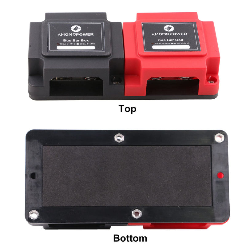 Heavy Duty Bus Bar Copper 48V 400A Busbar 8X3/8 Posts Battery Distribution | Gloaso 12V 24V DC Terminals Power Junction Buss Bar 400 Amp for Car RV Marine Solar PV Boat Trucks Camper Vehicle, Red&Black 400A- 8x3/8" (M10)- Black&Red