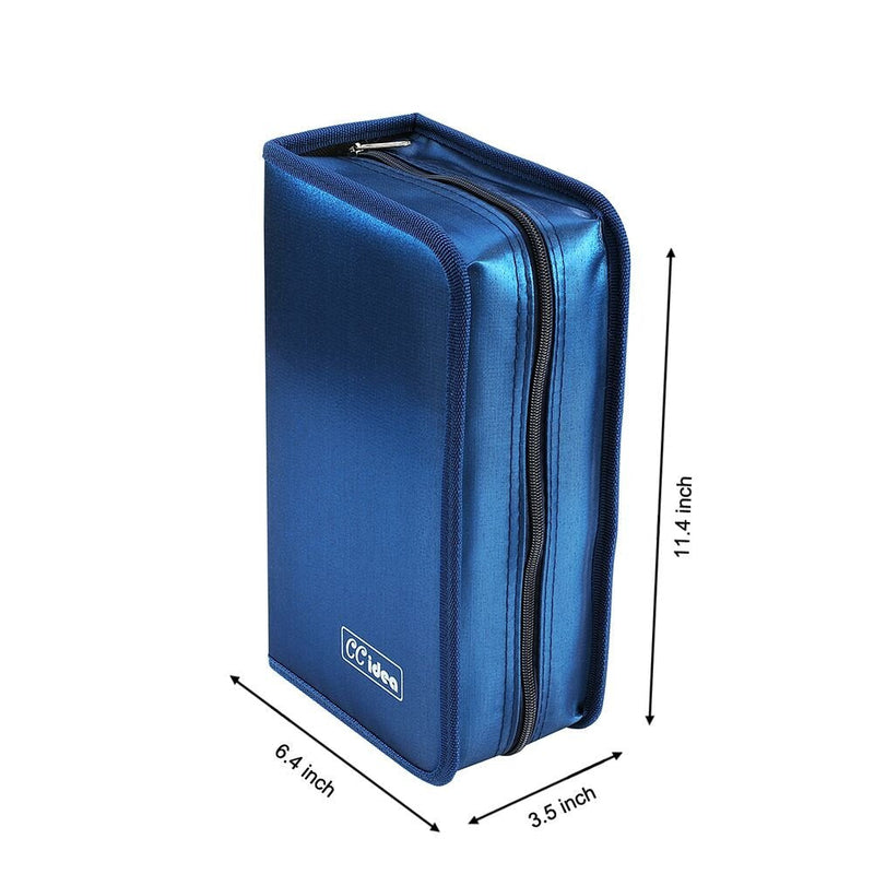 CCidea CD Case DVD Storage Holder, 128 Capacity DVD Cases Organizer CD Plastic Protective Carrying Binder,Portable Cd Wallet for Home Travel (Blue) L11 xW 6 x H3.5 INCH Blue
