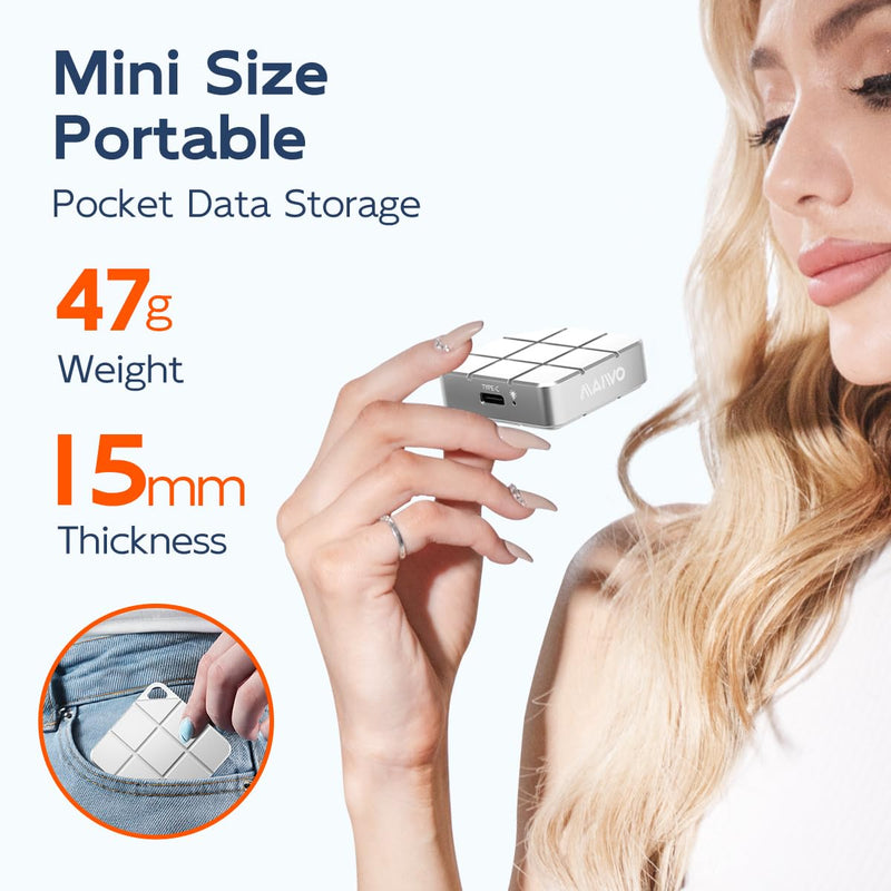 MAIWO 256GB External SSD Up to 1050MB/s, Build-in M.2 2230 PCIe NVMe, USB-C Mini Cute Portable SSD External Solid State Drive for iPhone 17/16/15 Pro Max MacBook Pro Air, All-Metal Shell Silver