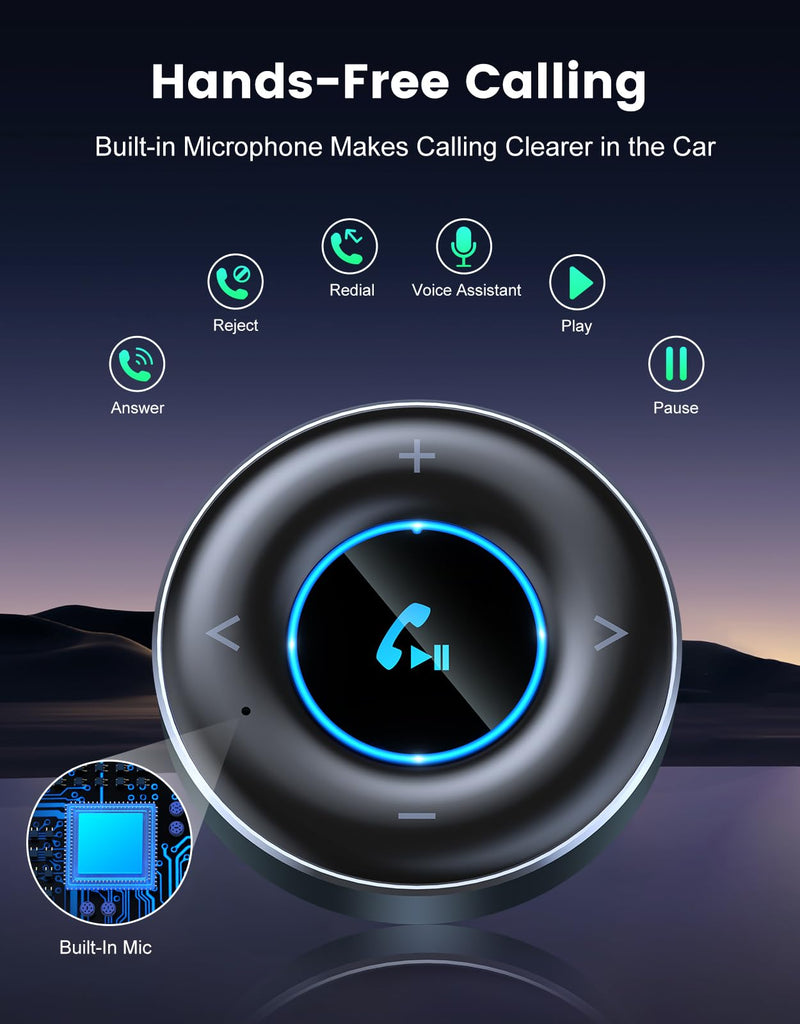 Bluetooth AUX Adapter for Car, [Plug and Play] Bluetooth 5.3 Receiver, 3.5mm AUX Bluetooth Car Adapter for Home Stereo/Speakers/Wired Headphones, Hands-Free Calls, Dual Connection, Hi-Fi Music
