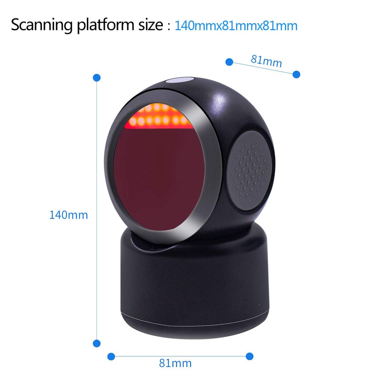 2D QR Barcode Scanner,Symcode Omnidirectional Hands-Free Automatic Barcode Reader for Mobile Payment Computer Screen ScanMeters Hands-Free Scanner Black
