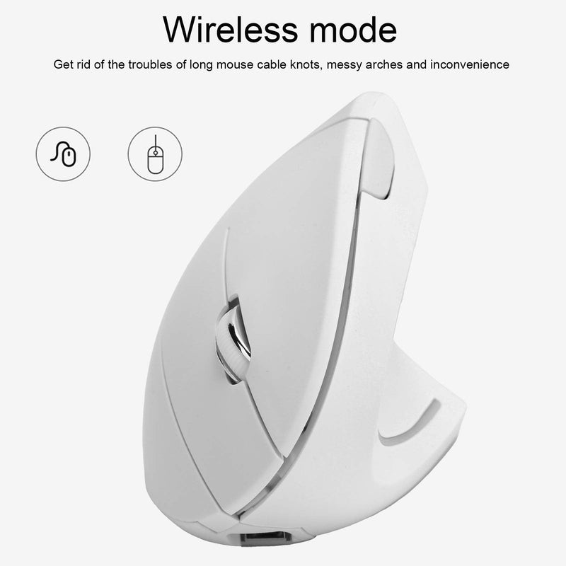 Ergonomic Vertical Mouse, 2.4G Wireless Optical Game Mouse, RGB Backlight, Adjustable 4-Level 2400DPI, 6 Button for PC/ Laptop Desktop(White)