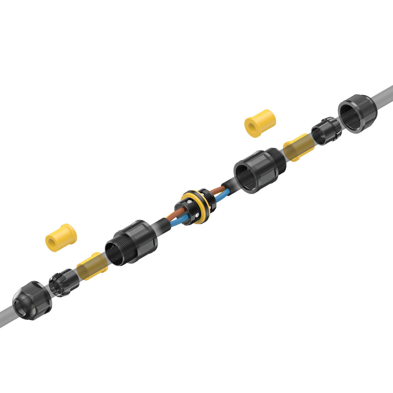 ledscom.de Pack of 2 Cable Connectors for Outdoor Use, IP68, Sleeve for 5-12 mm Cable Diameter 2 Stück (1er Pack)