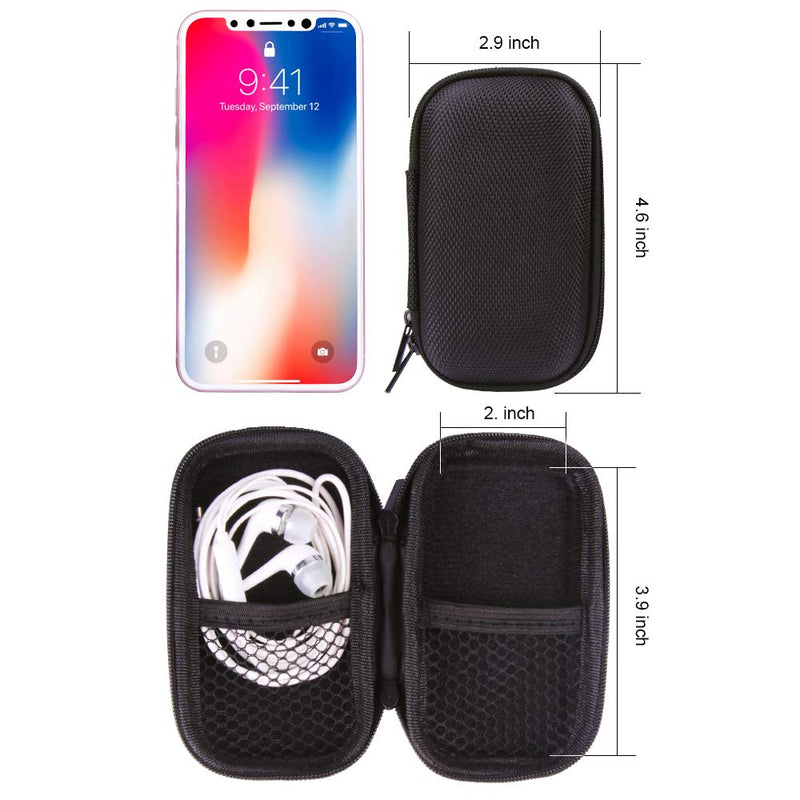 Durable MP3 Player Case, Hootek USB Flash Drive Case Bag Wallet, 2Pack EVA Shockproof Hard Carrying Travel Case Bag SD Memory Cards Cable Organizer for Headset, USB Cable and Electronic Accessories Black