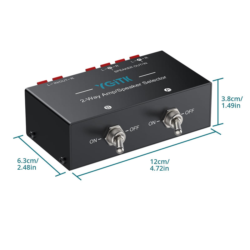 [AUSTRALIA] - 2-Zone Speaker Selector Switch Box 2-Way Amp/Speaker Selector, Passive 1/2 Speaker Switch, 150W RMS Per Channel, Spring Clip Terminals for Amplifier Dual Output with Independent On/Off Control 