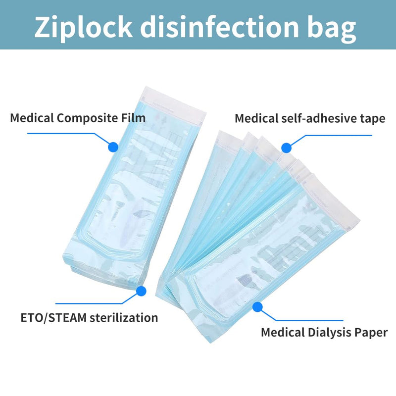 Sterilisation Bag, Self-Sealing Sterilisation Bag, 150 Pieces Disposable Sterilisation Bags, Sterilisation Bags, Self-Adhesive, Sterilisation Bag for Autoclave, Sterilisation Bag 90X260mm*150pcs