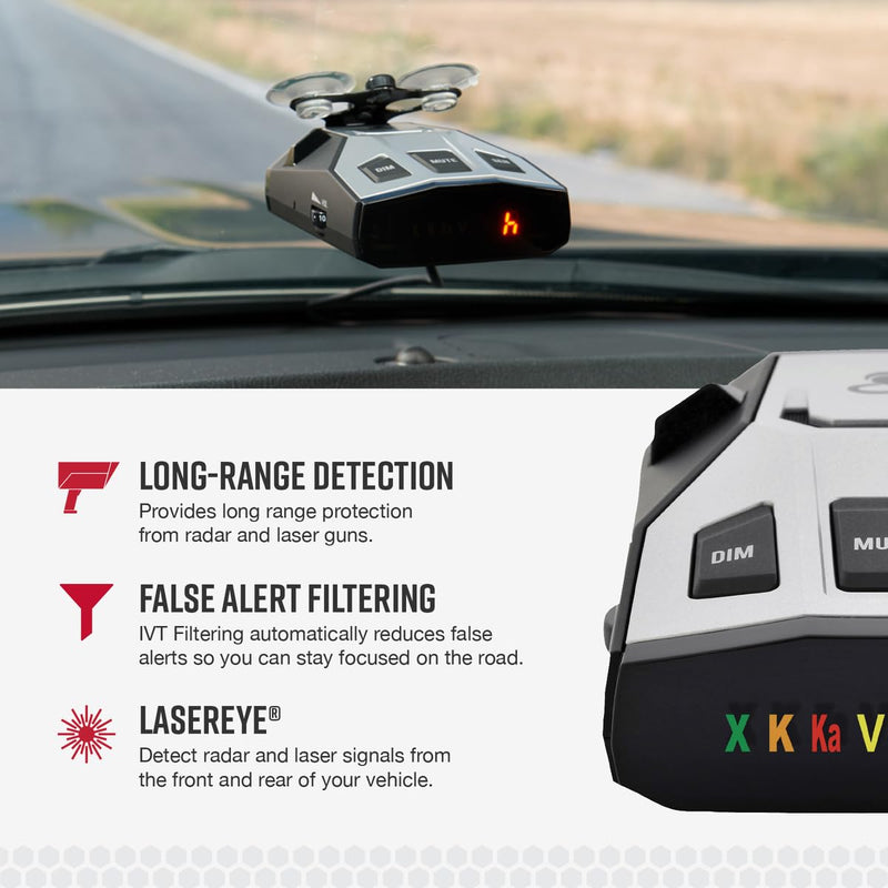 Cobra RAD 350 Laser Radar Detector, Long Range, False Alert Filter, Black | OLED Display