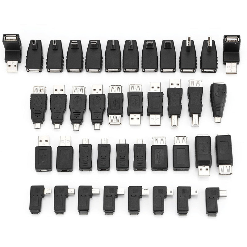 40 Pcs USB Adapter Kit, Mini Changers Adapter Converter Connectors USB Male to Female Micro USB