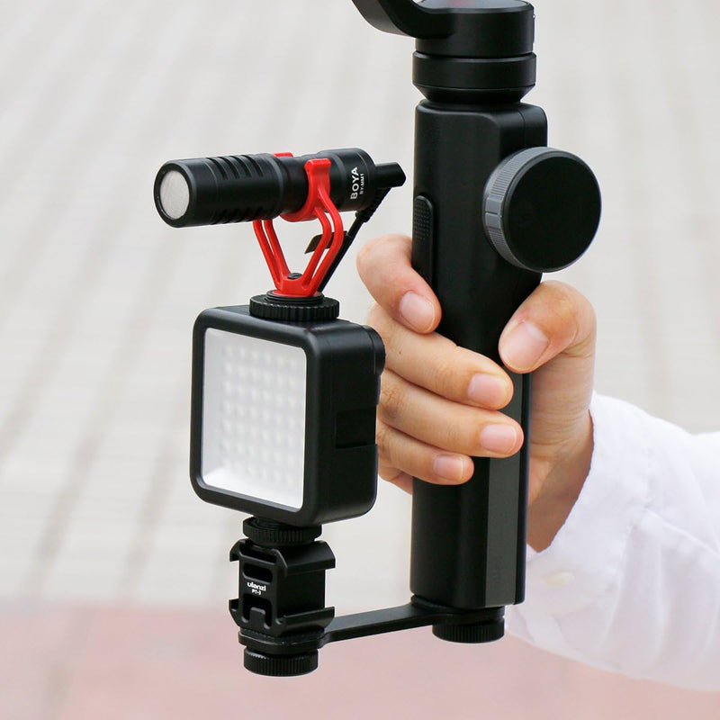 [AUSTRALIA] - ULANZI PT-3 Triple Cold Shoe Mounts Plate Microphone Led Video Light Extension Bracket Microphone Stand Rig Compatible for DJI OSMO Mobile 3 2 OM 4 Zhiyun Smooth 4/Feiyu Vimble 2 Gimbal Stabilizer 