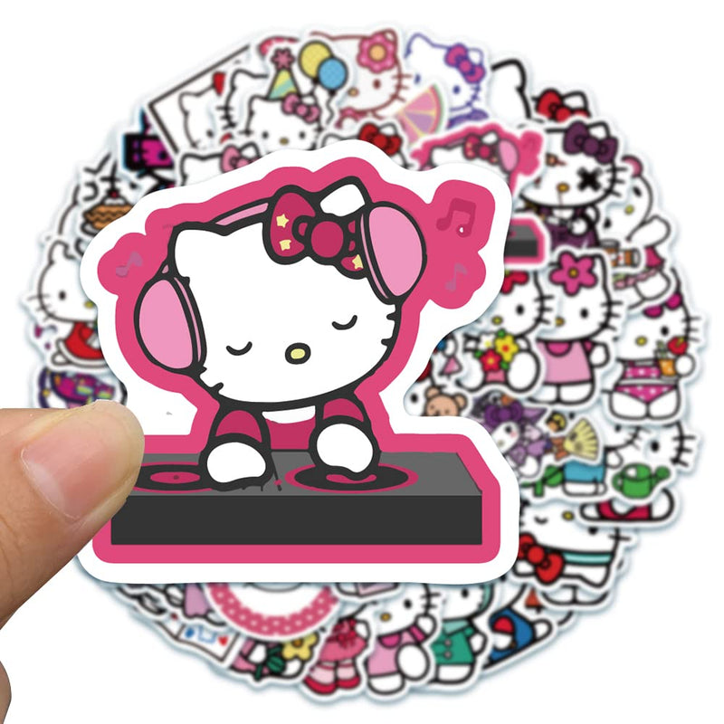 50Pcs Hello Kittty Stickers Pack Kitty White Theme Waterproof Sticker Decals for Laptop Water Bottle Skateboard Luggage Car Bumper Hello Kittty Stickers for Girls Kids Teens