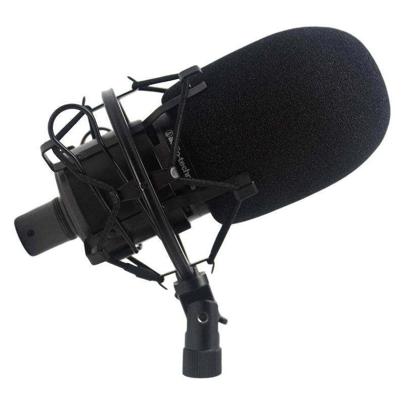 [AUSTRALIA] - AT2020 Foam Windscreen with Shock Mount by Vocalbeat - Mount Made from Quality Materials to Eliminate Vibrations - Acoustic Foam Act as a Pop Filter for your Mic - Black Bundle 